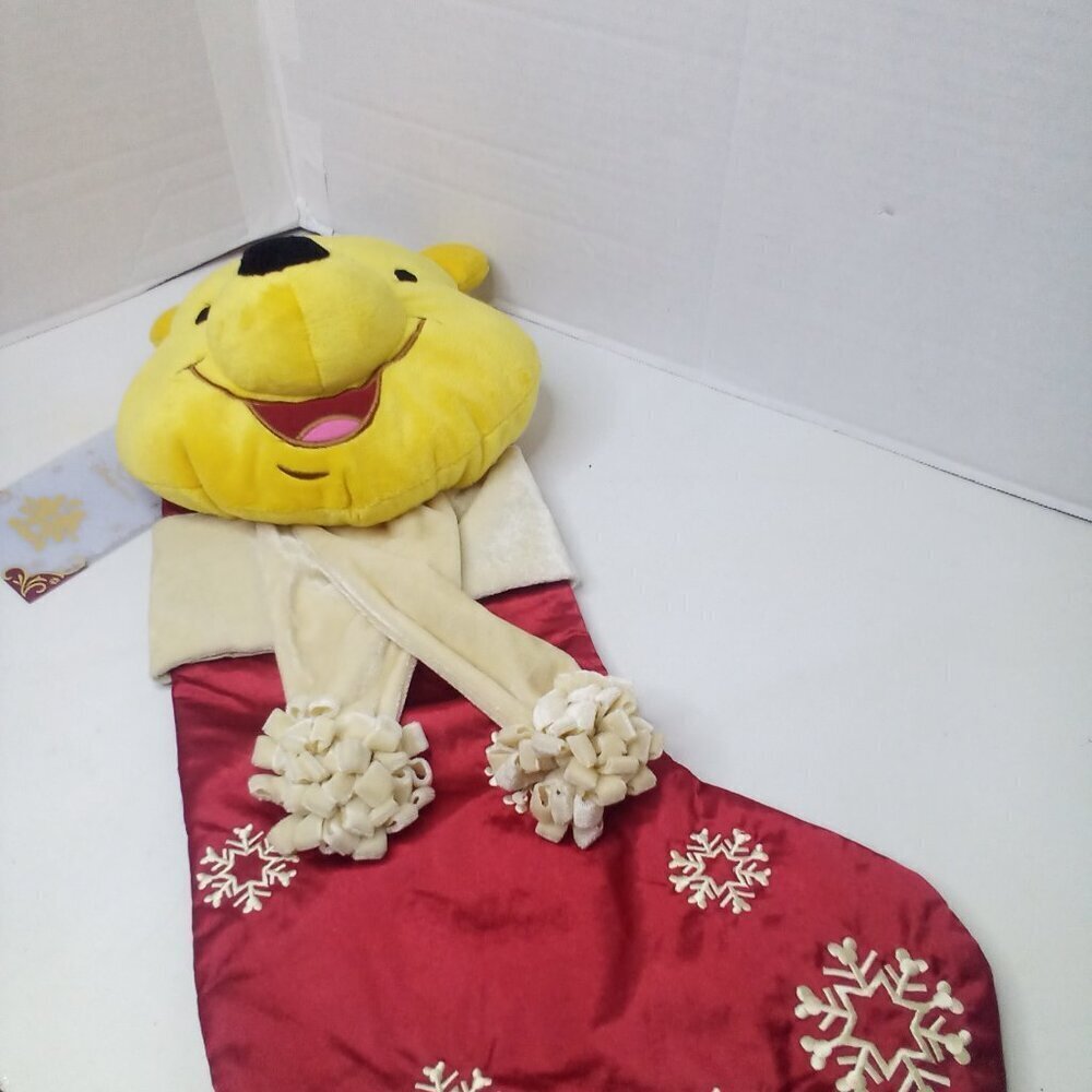 Disney Store Pooh Stocking Plush Head Satin Stocking Christmas Holiday NWT - Picture 2 of 15